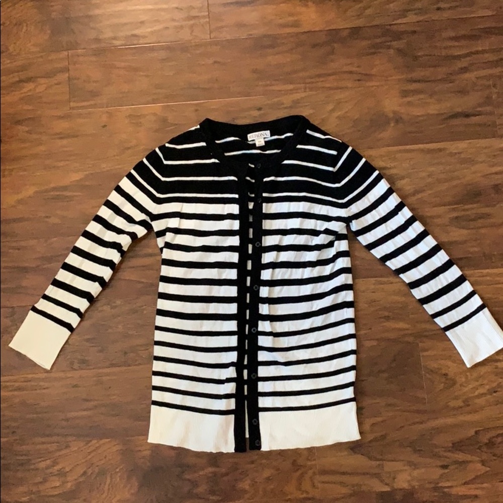 Black and White Striped Cardigan